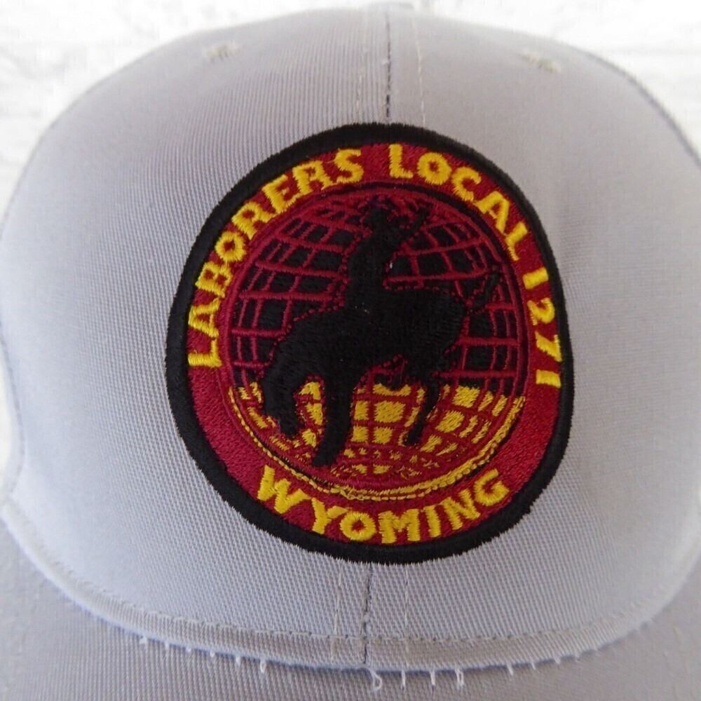 Vintage Laborers Union Local 1271 Wyoming Gray USA Made Trucker Hat Snapback - Picture 2 of 9